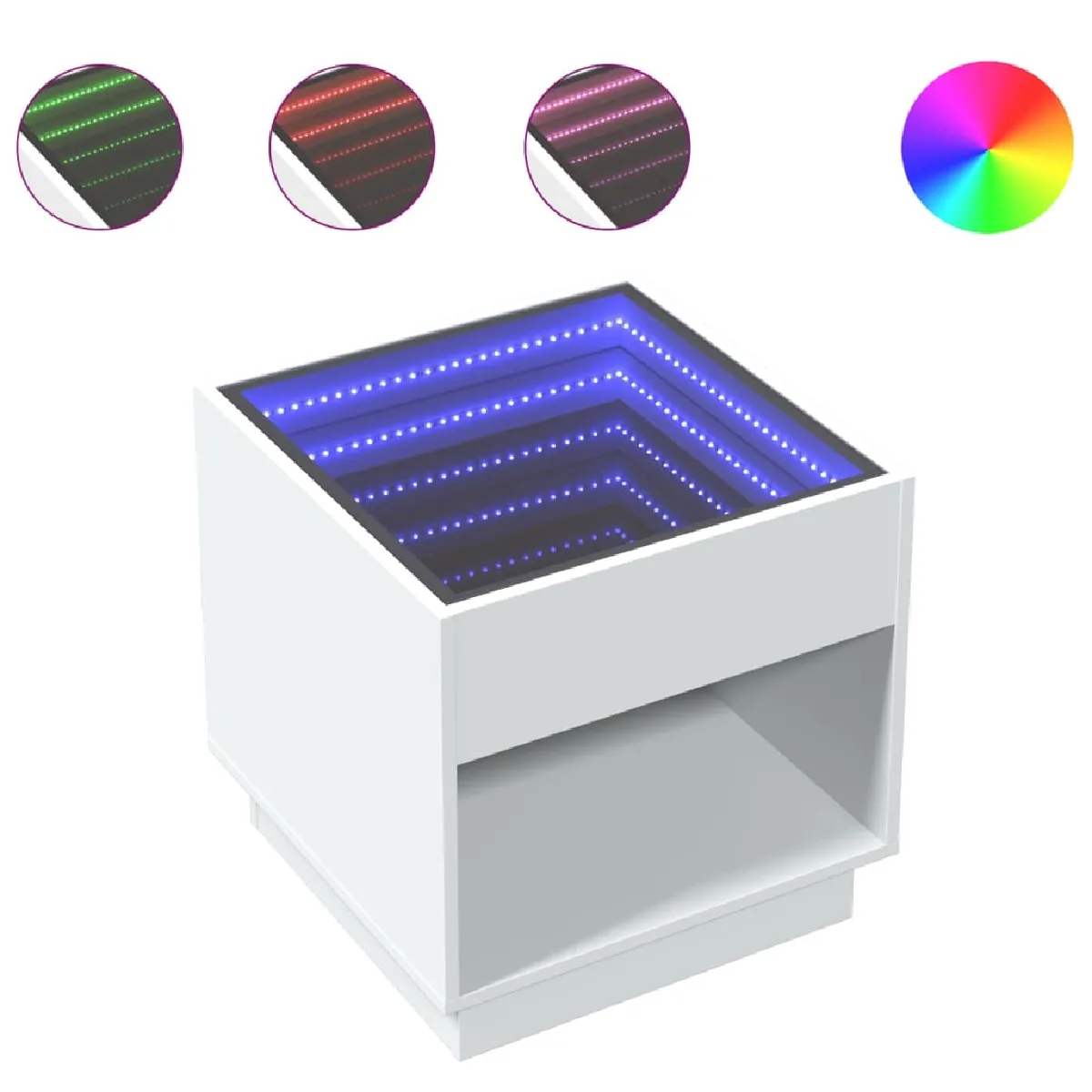 vidaXL Table de chevet LED Blanc
