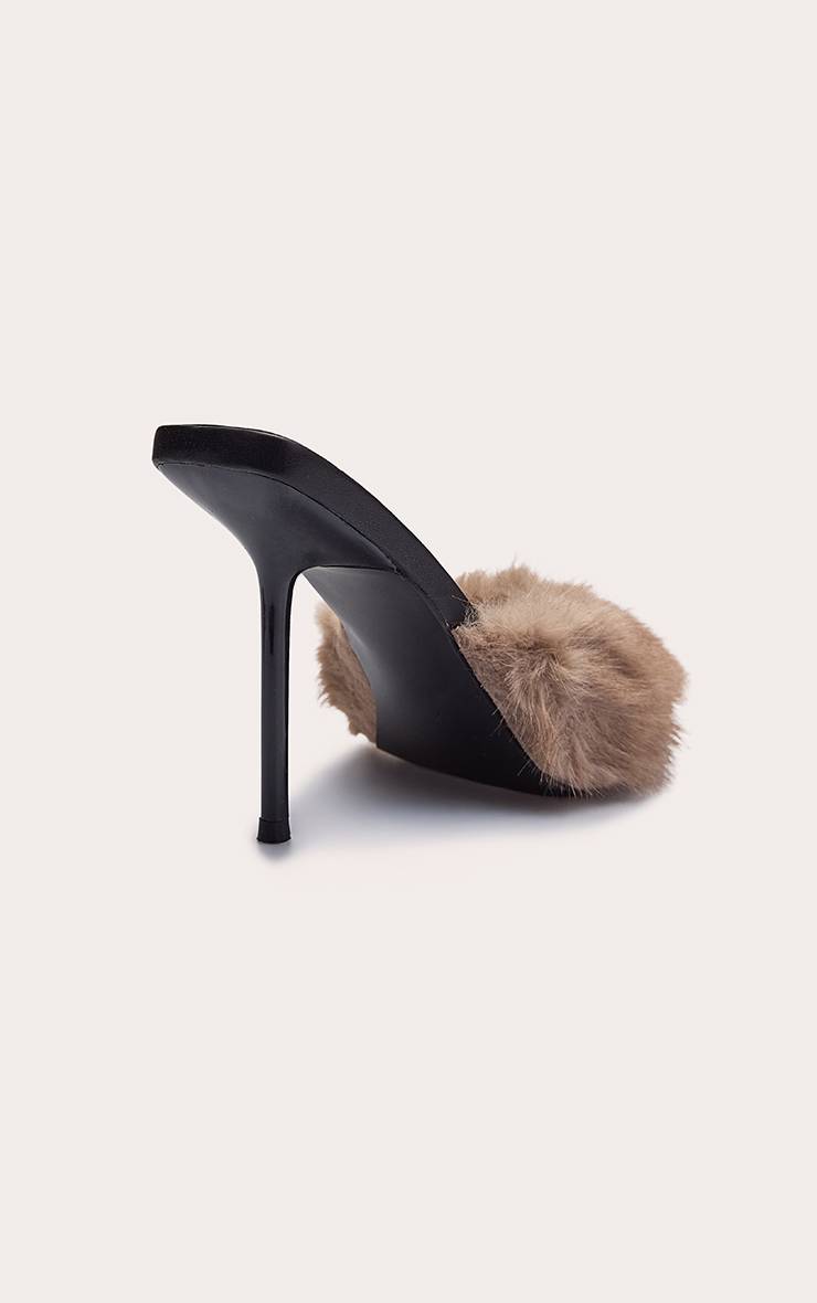 Gris Souris Mule À Talon Bout Pointu En Synthétique