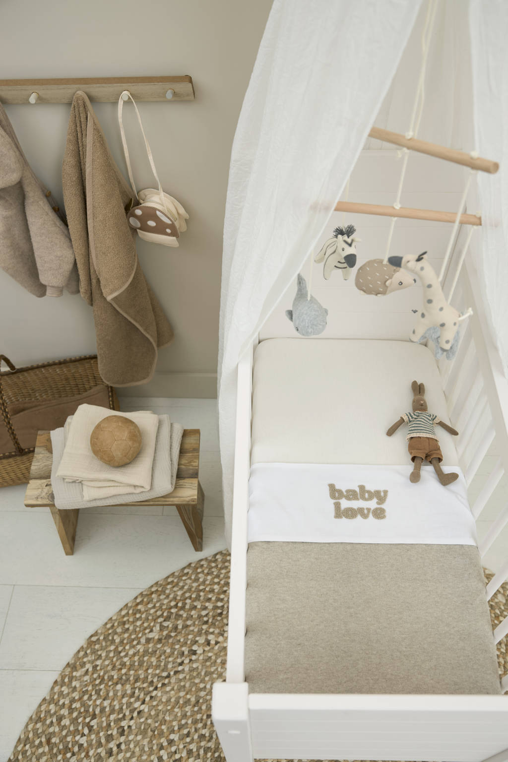 ledikantlaken Baby Love wit/beoge