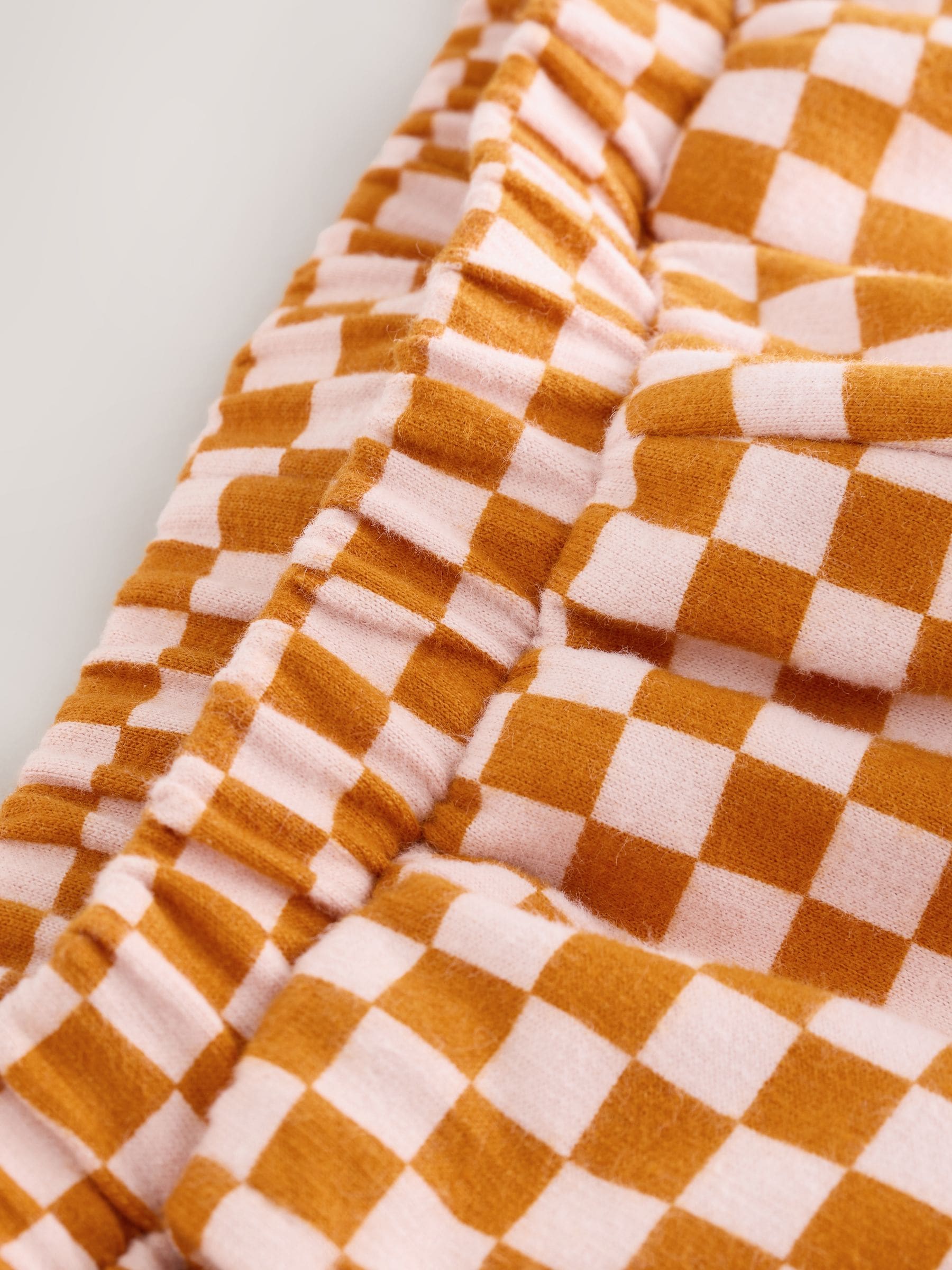 Oranje met dambordmotief - Broek met wijde kortere pijpen (3mnd -7jr)