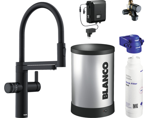 Blanco keukenkraan met filterfunctie en kokend heet water DRINK.HOT EVOL-S PRO matzwart 526634