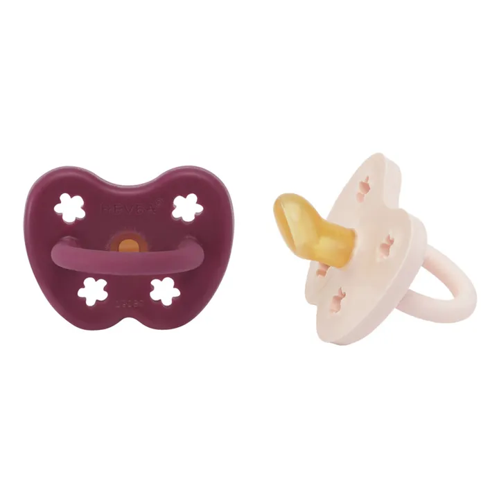 Hevea Tétines physiologiques en caoutchouc naturel - Lot de 2 | Rose poudré