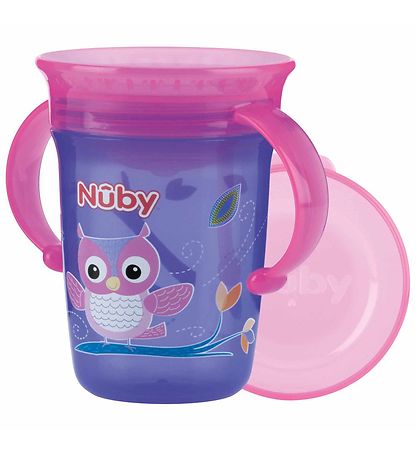 Nuby Drikkekop m. H?ndtag - 240ml -Lilla m. Print