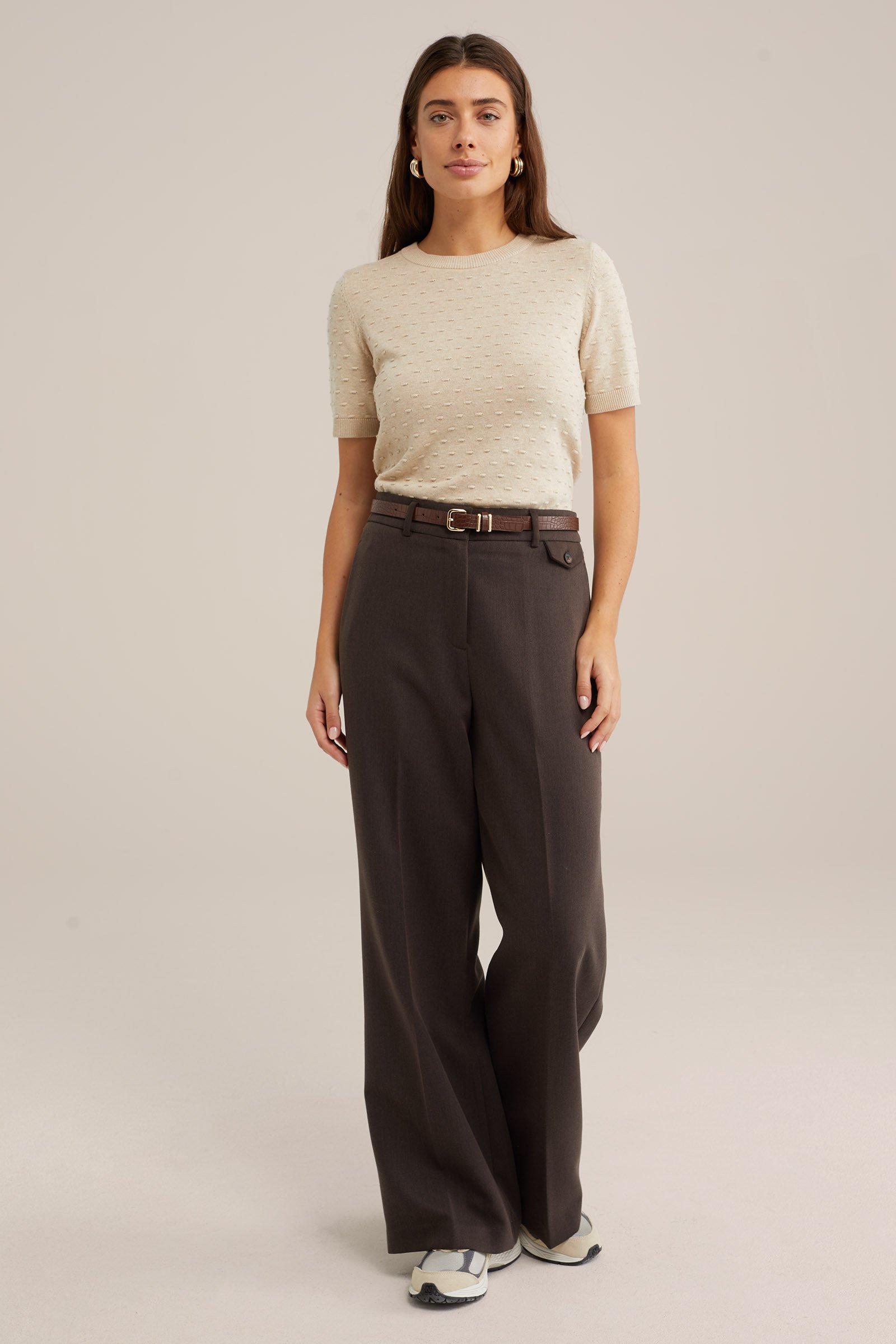 trui met structuur WE Fashion Beige