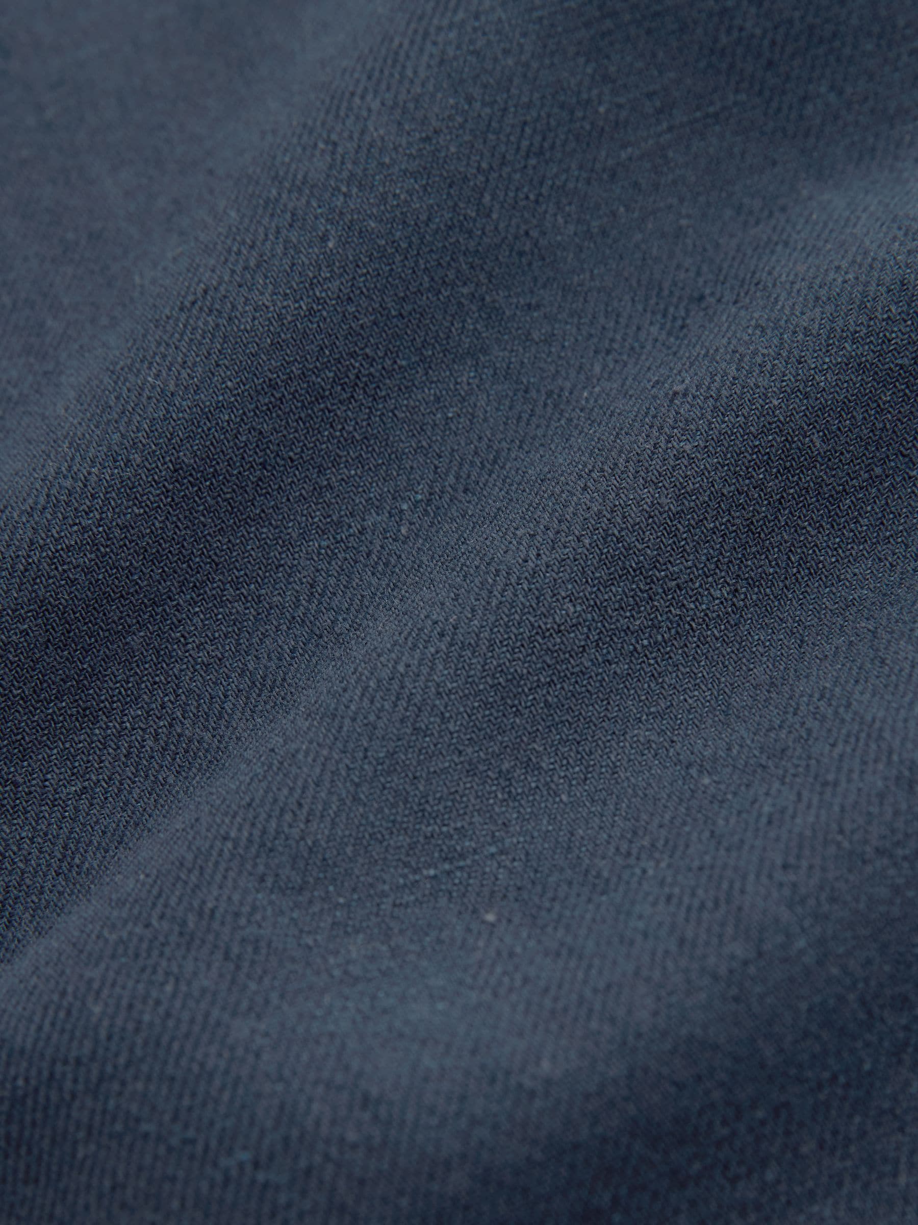 Donkerblauw - Regular fit linnen-katoenmix broek met ceintuur