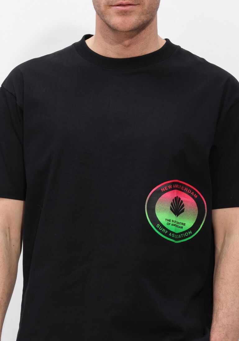 zwarte new amsterdam surf association t-shirt surf centre tee black