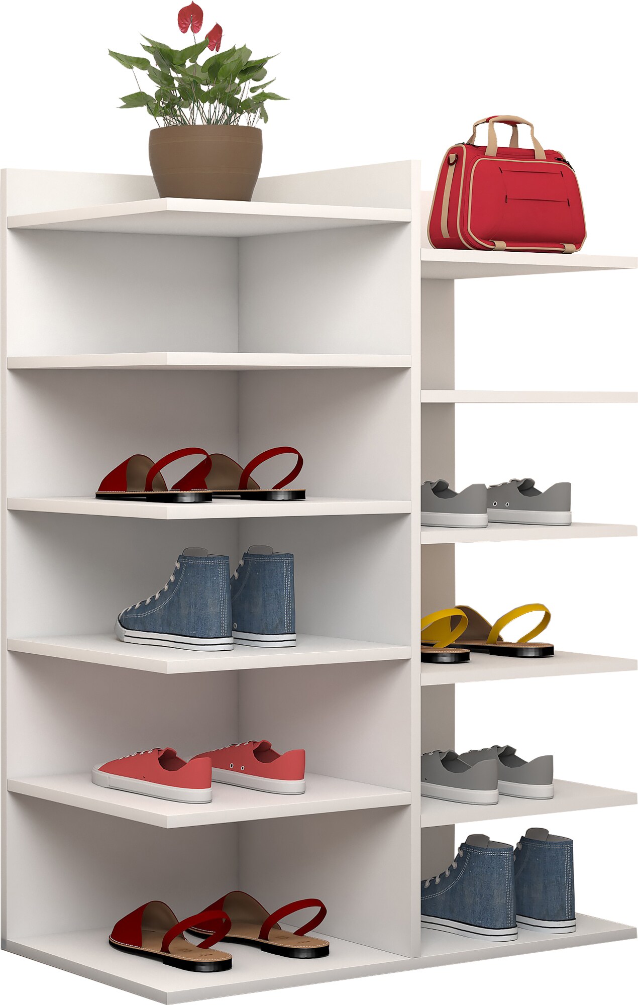 VCM XXL Holz Großer Schuhschrank Schuhkommode Schuhregal Groß Enosa 12 Fächer