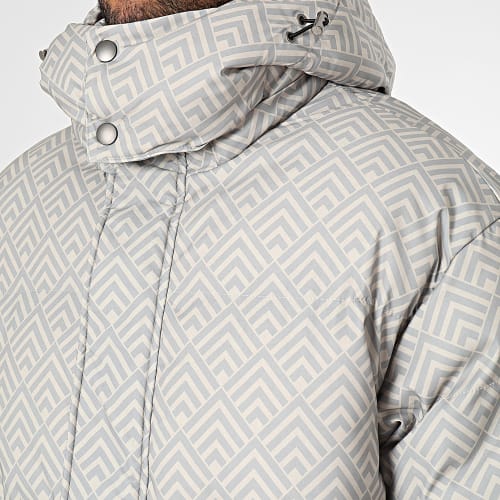 Doudoune Capuche Beige Gris