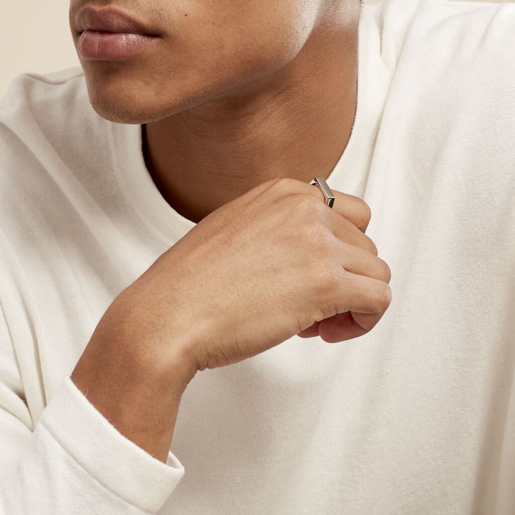 Chevalière Melvin Argent Blanc