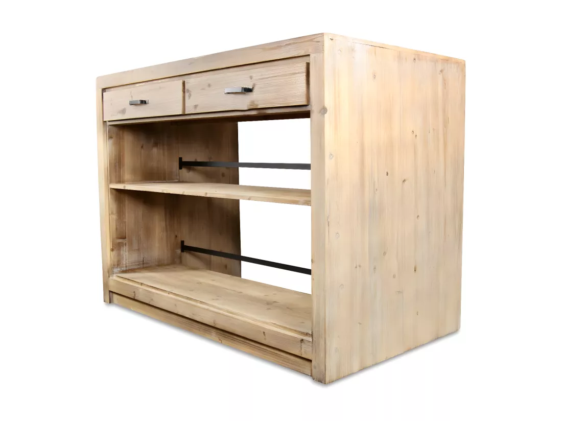 Ilot 2 tiroirs naturel Bois Naturel - Esmée Décoration d'Autrefois