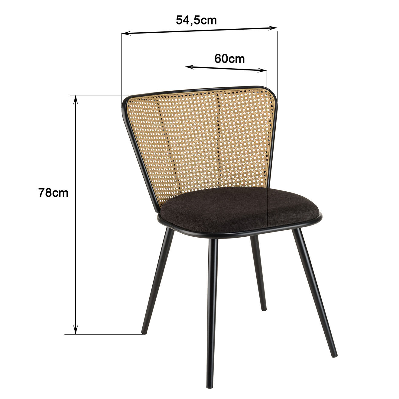 Macabane 2 Chaises Léa noires - 55x60x78 cm