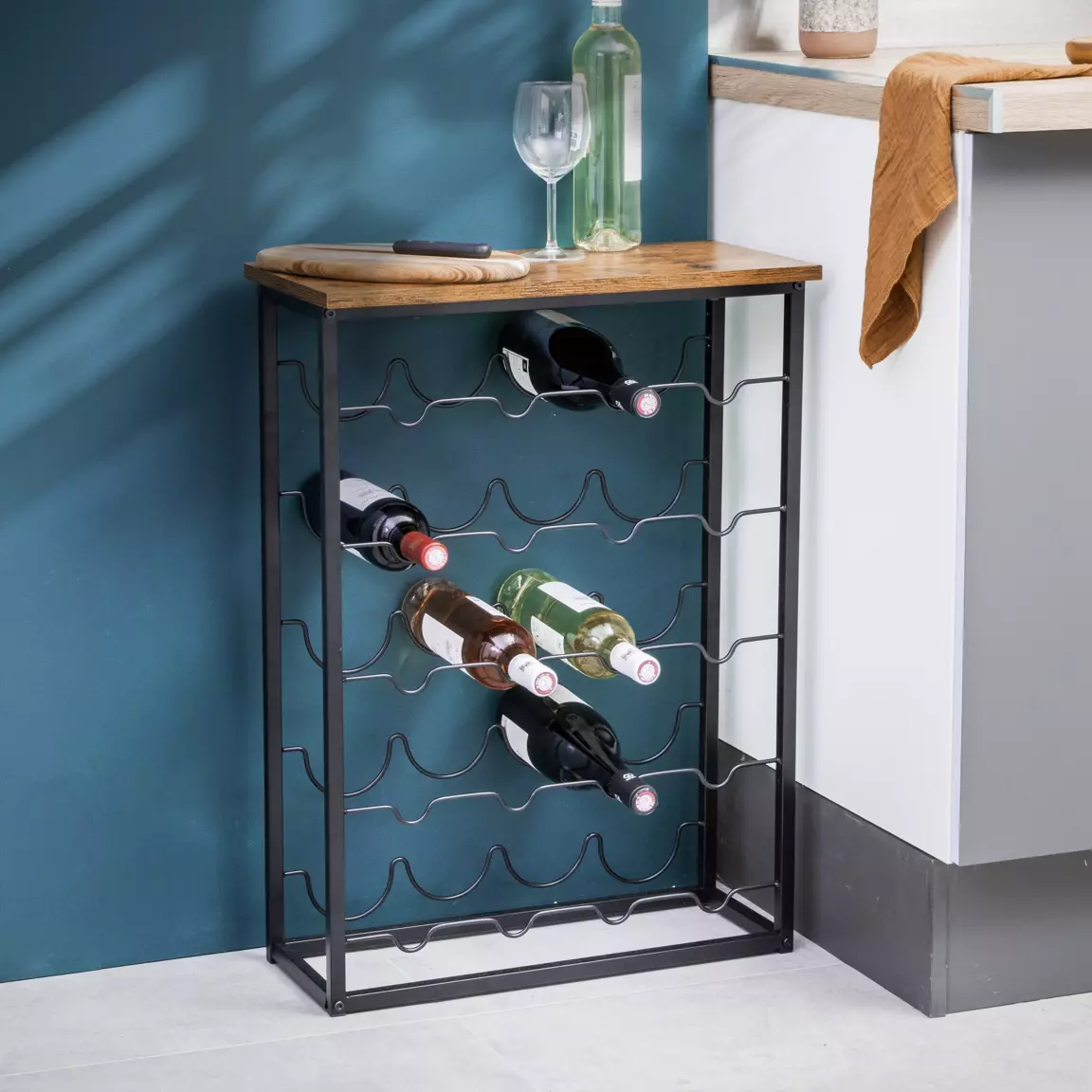 Meuble range-bouteilles industriel 20 emplacements (H74 cm) Victor Noir