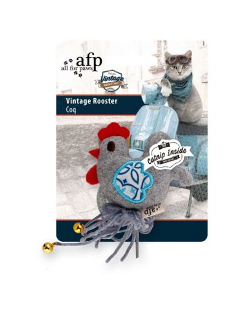 All For Paws Vintage Rooster - Kattenspeelgoed - 9x8x1.5 cm Assorti