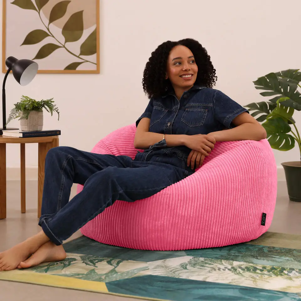Set van 2 icon Zitzak Kingston - Corduroy Zitzak Volwassenen - Bubblegum