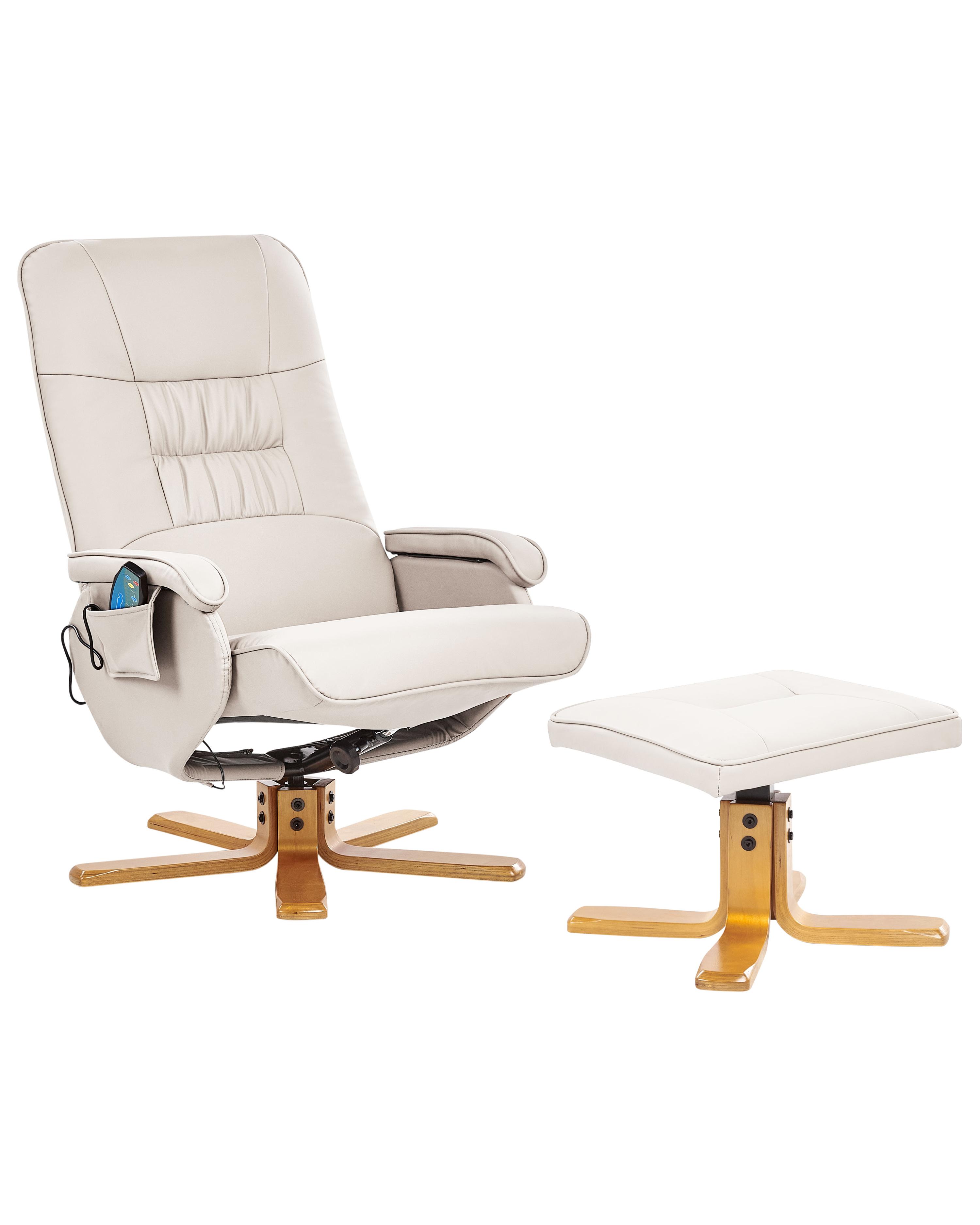 Massagestoel RELAXPRO met voetenbank Kunstleer Lichtbeige
