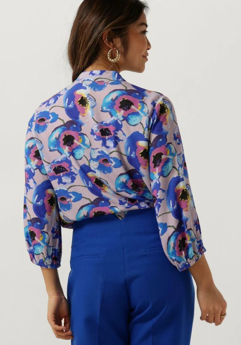 JANSEN AMSTERDAM blauwe jansen amsterdam blouse pf126 printed 3/4 raglan sleeve top