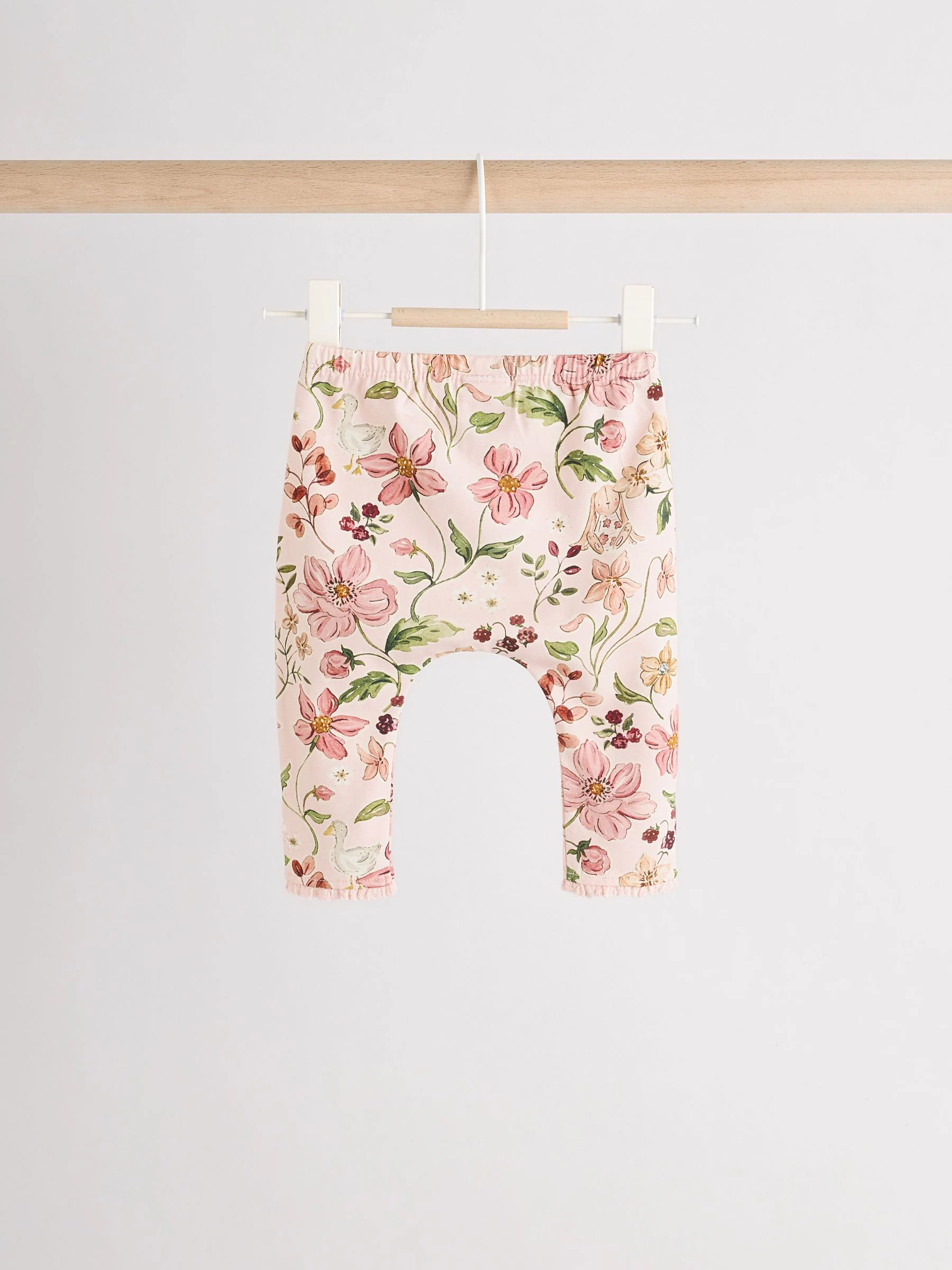 Wit/roze/konijn/bloemenprint - Set met lange mouwen en legging voor baby's (0mnd-2jr)