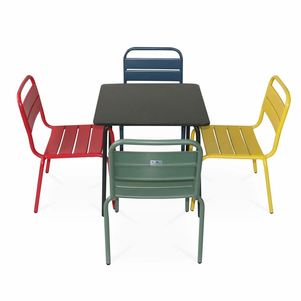 Salon de jardin pour enfants - anna - multicolore. 4 places. Table et chaises. 48x48cm