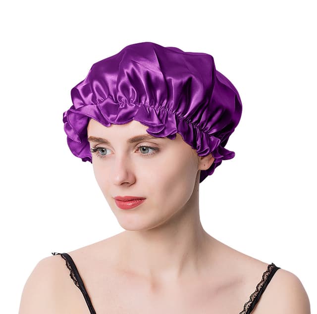 Sovehætte i 100% Mulberry silke Lilla M