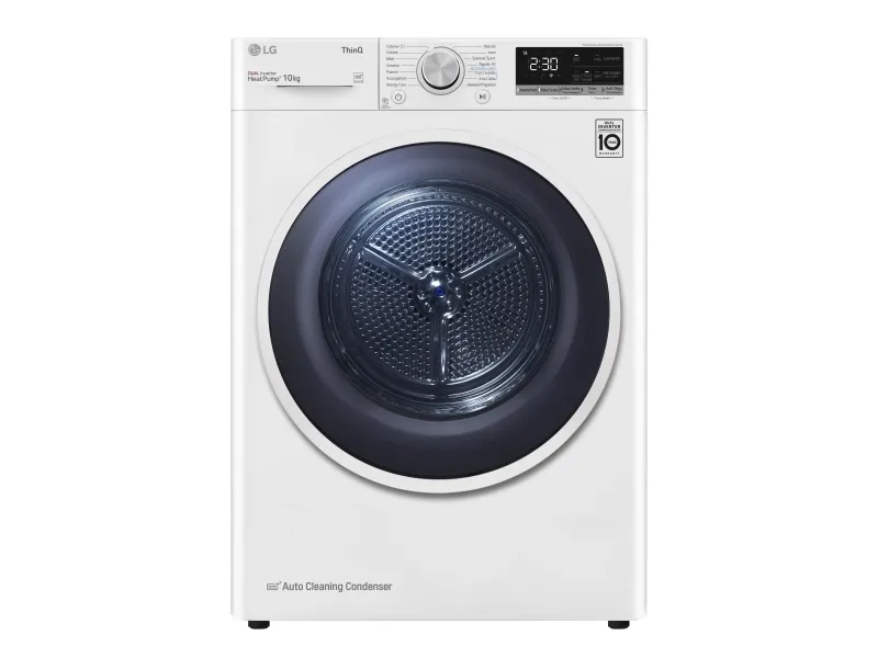LG RH10V9AV4W, Fritstående, Front-læsning, Varmepumpe, Hvid, Dreje, Berøring, Luxury white