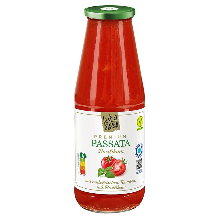 KING'S CROWN Premium Passata 0,7 kg, passierte Tomaten Basilikum