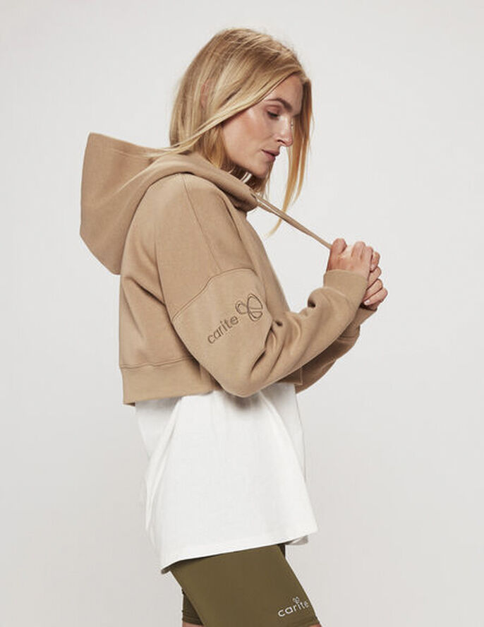 Carite Oversized Crop hættetrøje Brun