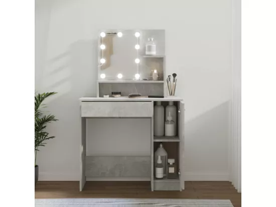 Coiffeuse avec LED Gris béton 86,5x35x136 cm