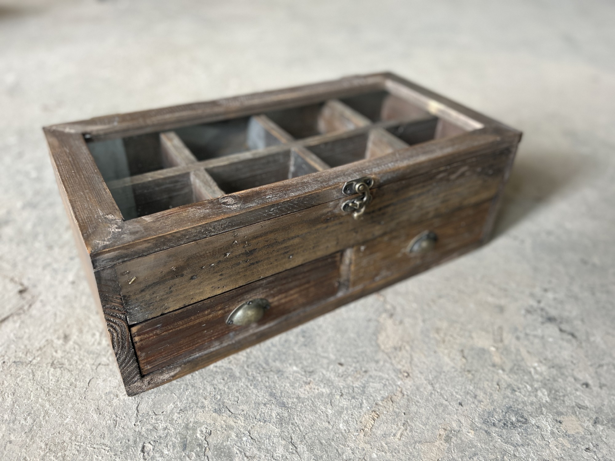 Sortierkasten mit Schubladen, aus recyceltem Holz, B 49,5 cm, L 27,5 cm, H 17 cm von fischer's lagerhaus