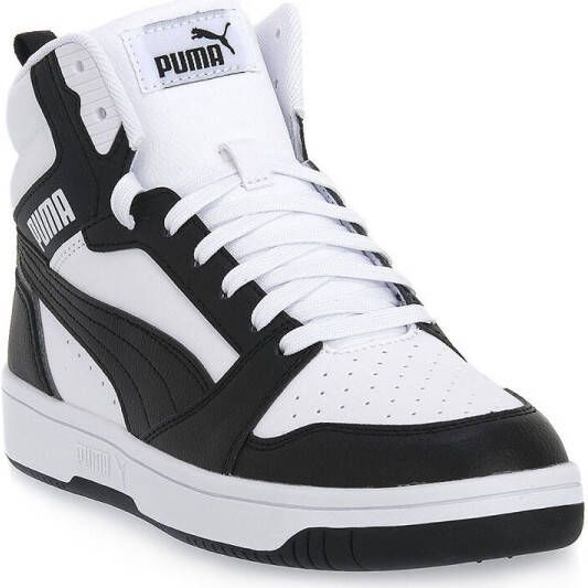 Puma Rebound V6 Mid Jr White Black shadow Gray (gs) Fashion sneakers Schoenen weiß maat: 37.5 beschikbare maaten:37.5 38.5 39