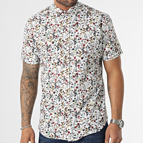 Chemise Manches Courtes Blanc Floral