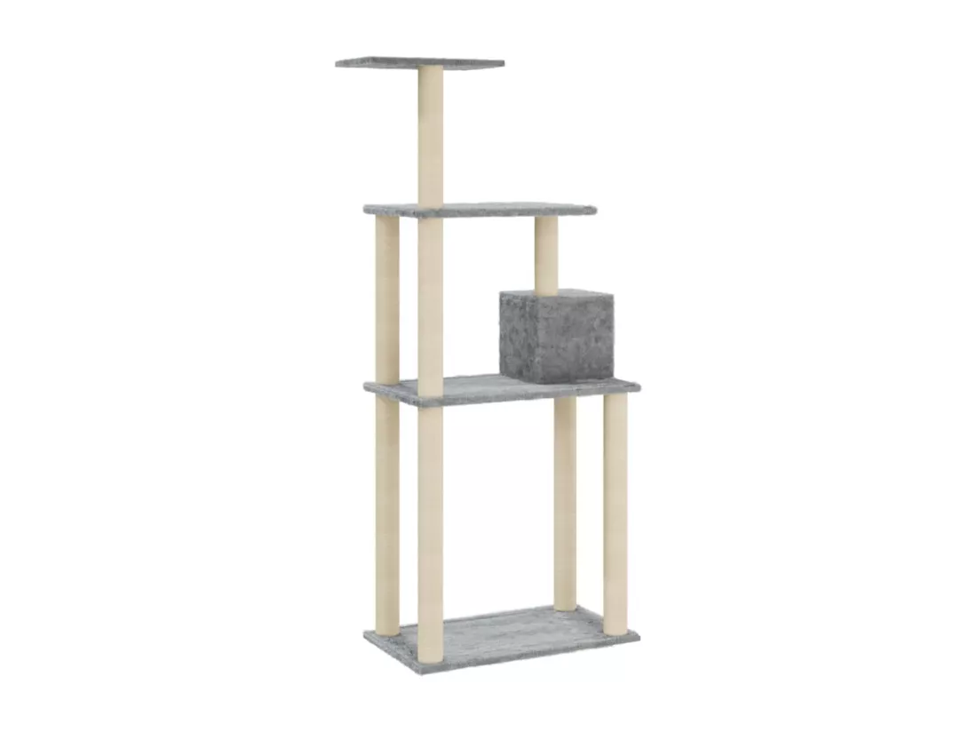 Arbre à chat avec griffoirs en sisal Gris clair 147 cm