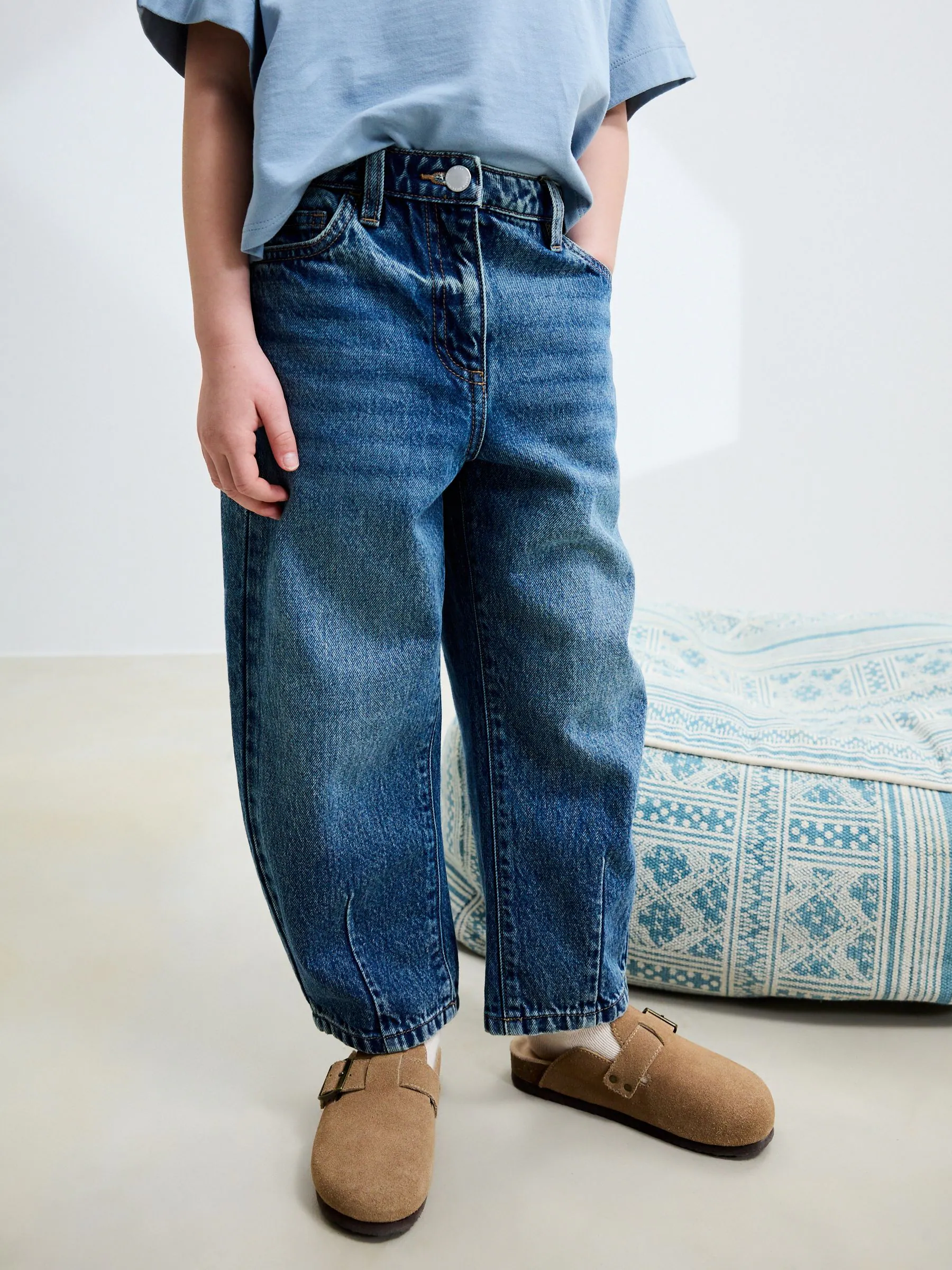 Middenblauw denim - Barrel jeans (3-16jaar)
