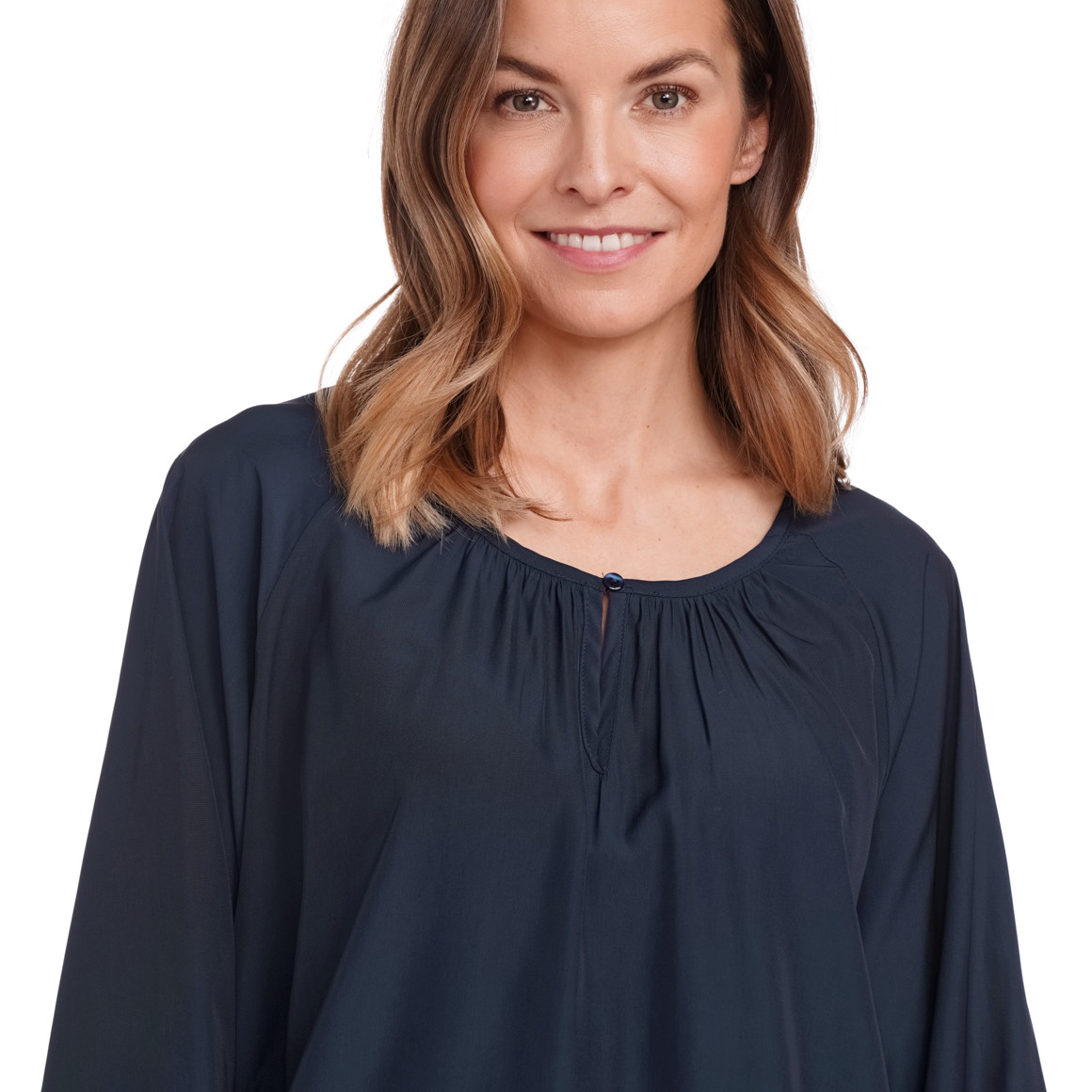 Gina Benotti Damen Bluse in Unifarben dunkelblau