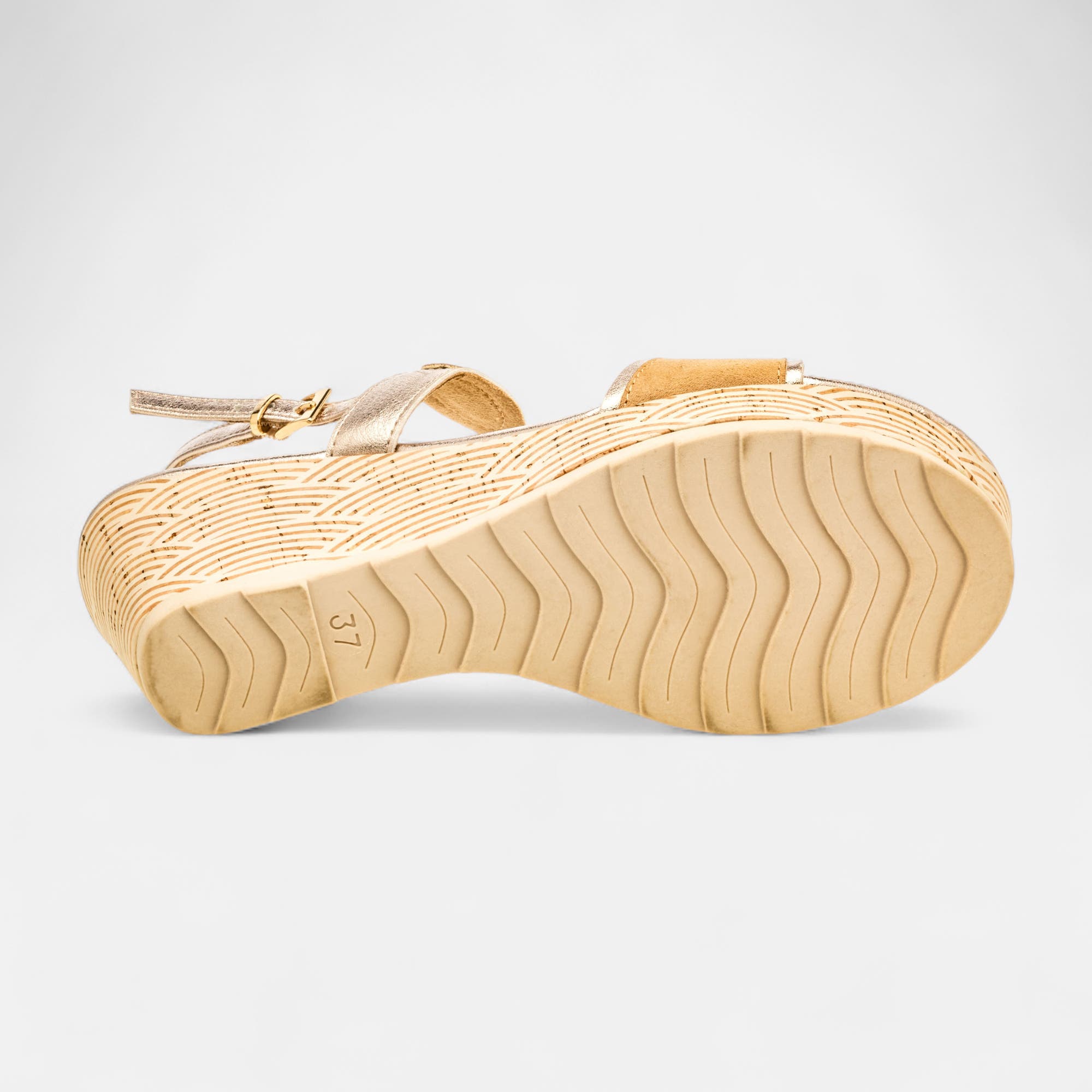 Nu-pieds à talon compensé Femme or