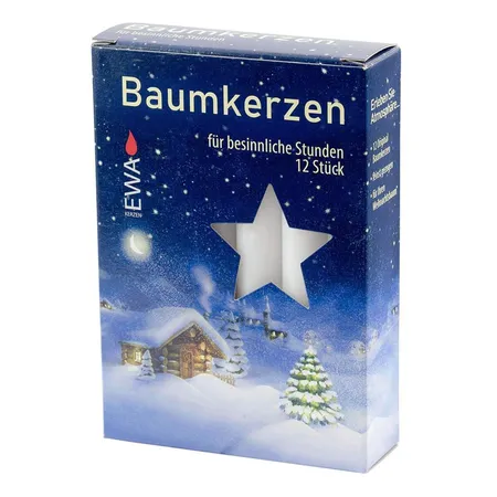 JEKA - Ebersbacher Kerzen 12er Baumkerzen, weiß 1,5 x 1,5 x 12,5 cm
