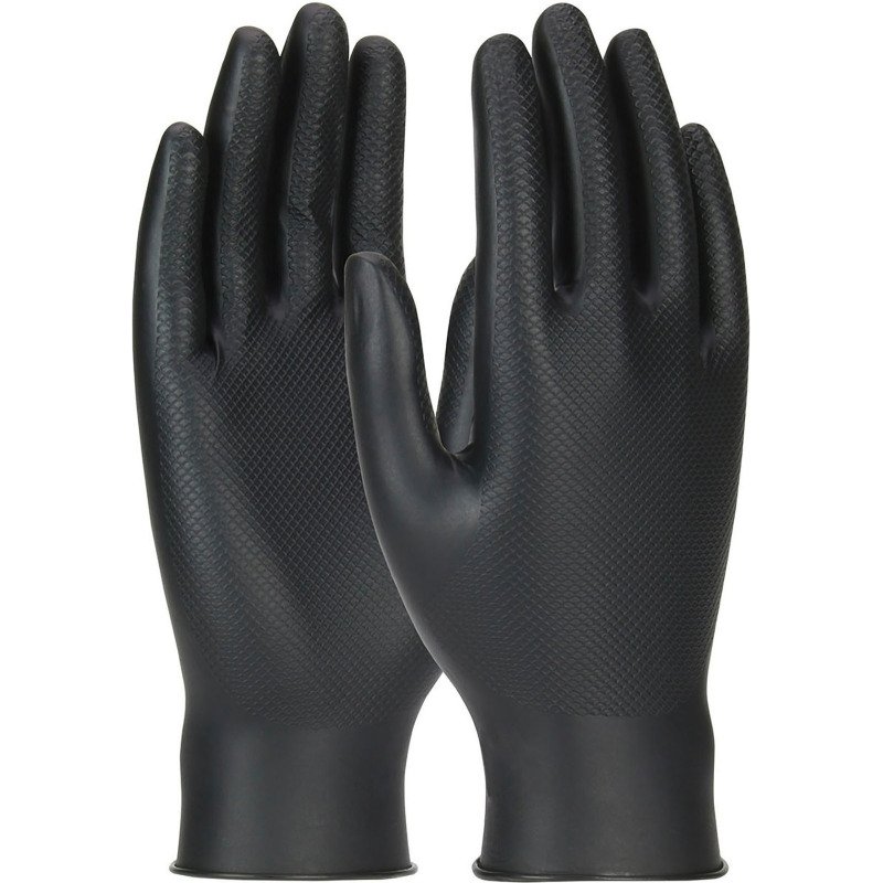 Gants en nitrile jetables Grippaz PIP - Boîte de 50 gants noirs