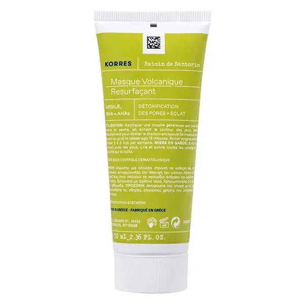 Máscara Facial de Uva Santorini Korres 70ml - Rejuvenescimento Vulcânico