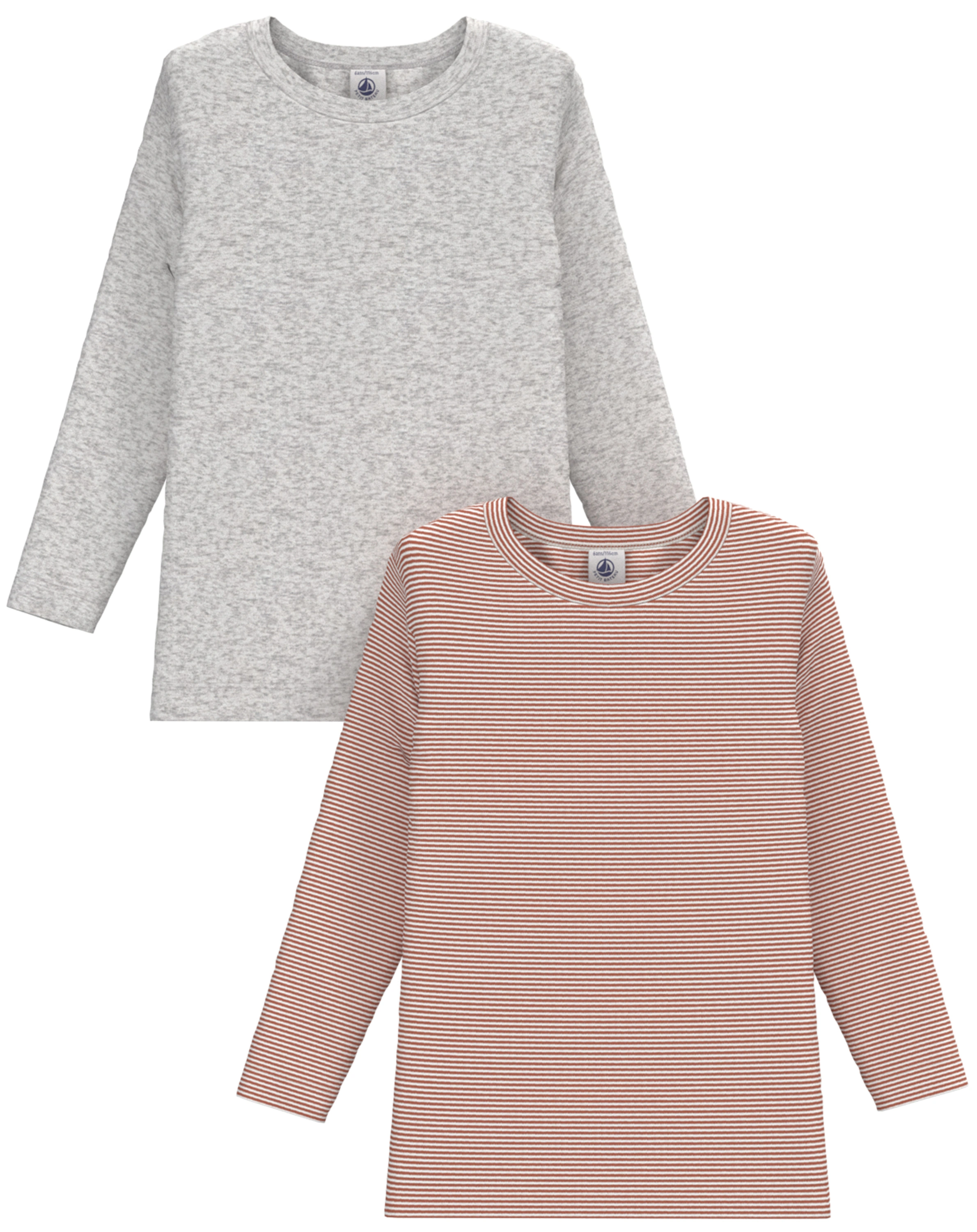 Langarmshirt MELANGE 2er-Set in rot/grau