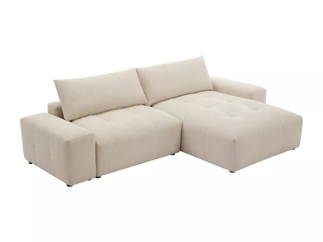Canapé d'angle réversible en tissu chiné beige RACONI