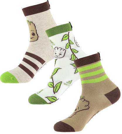 adidas Performance Strømper - 3-pak - Brun/ Grøn m. Groot