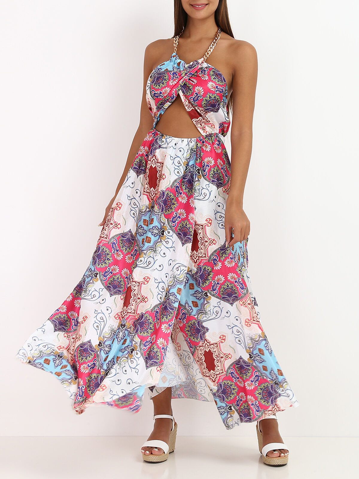Robe à imprimé cachemire grandes tailles- Fuchsia