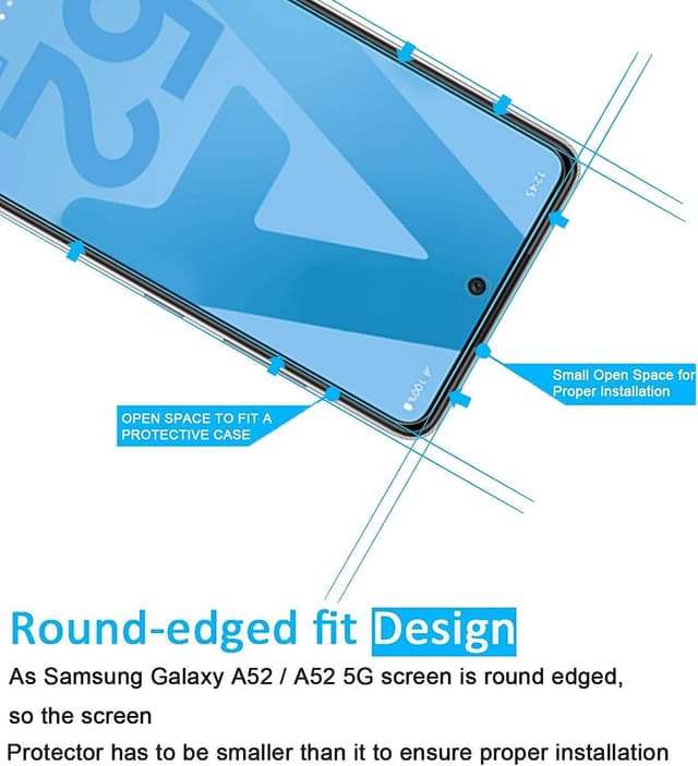 Skærmbeskytter Samsung Galaxy A52/A52 5G/A52S 5G hærdet glas 2-pak