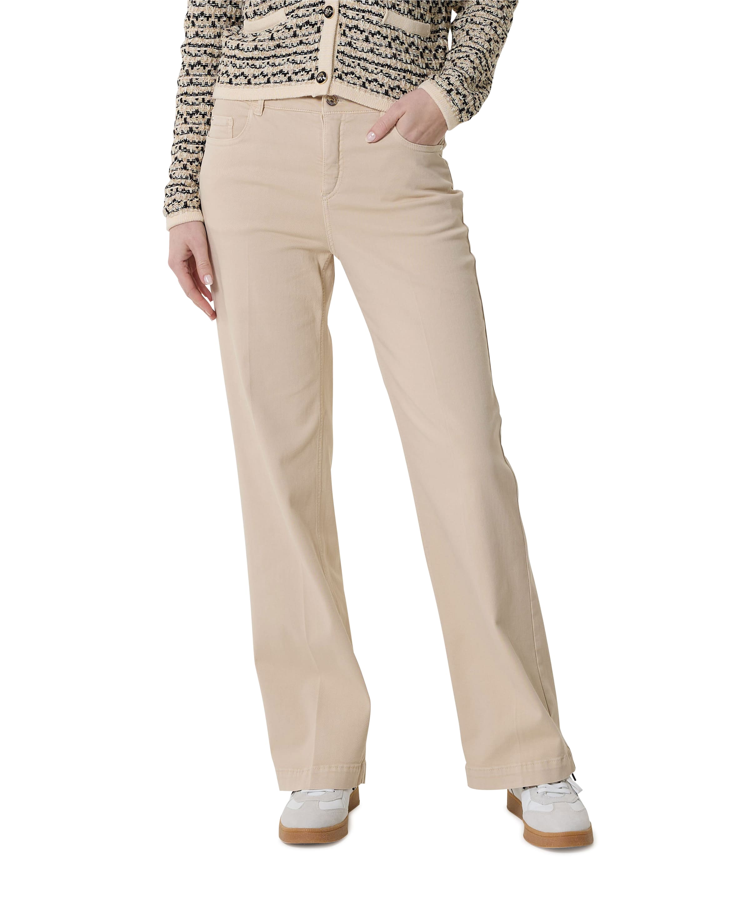 Gardeur Wide leg Feminine broek beige