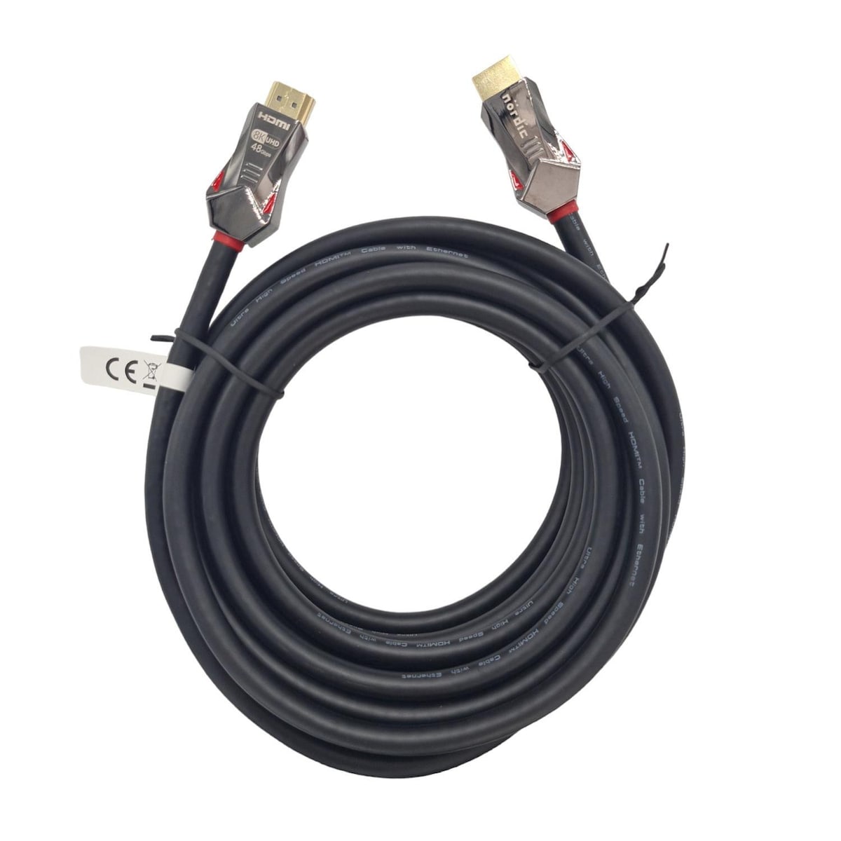 NÖRDIC-SERTIFISERT KABLER 5m Ultra High Speed ​​​​HDMI 2.1 8K 60Hz 4K 120Hz 48Gbps Dynamic HDR eARC VRR Nylonflettet kabel Gullbelagte kontakter