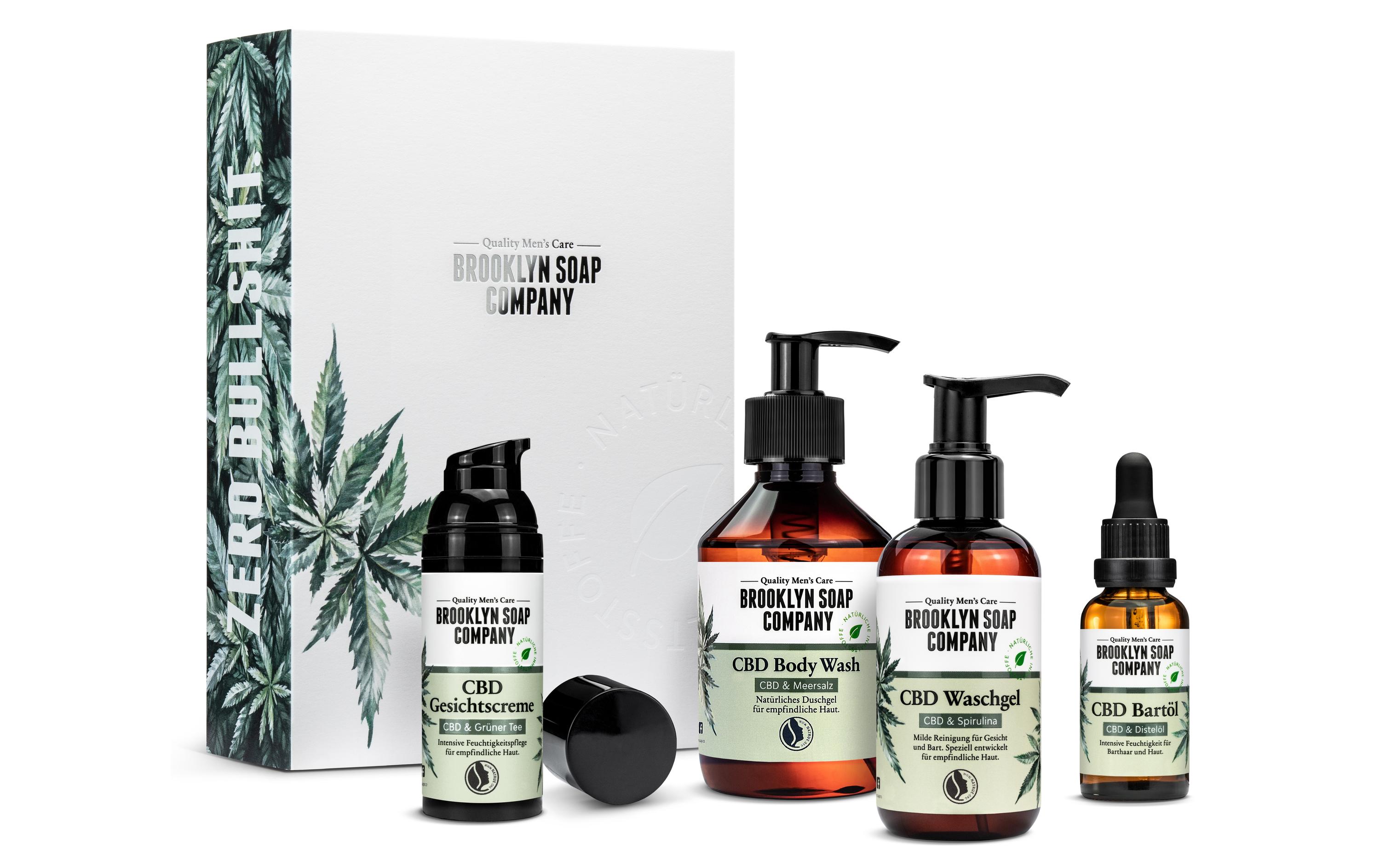 Geschenkset CBD Face, Body, Beard 4-teiligNatürliches Pflegeset mit CBD