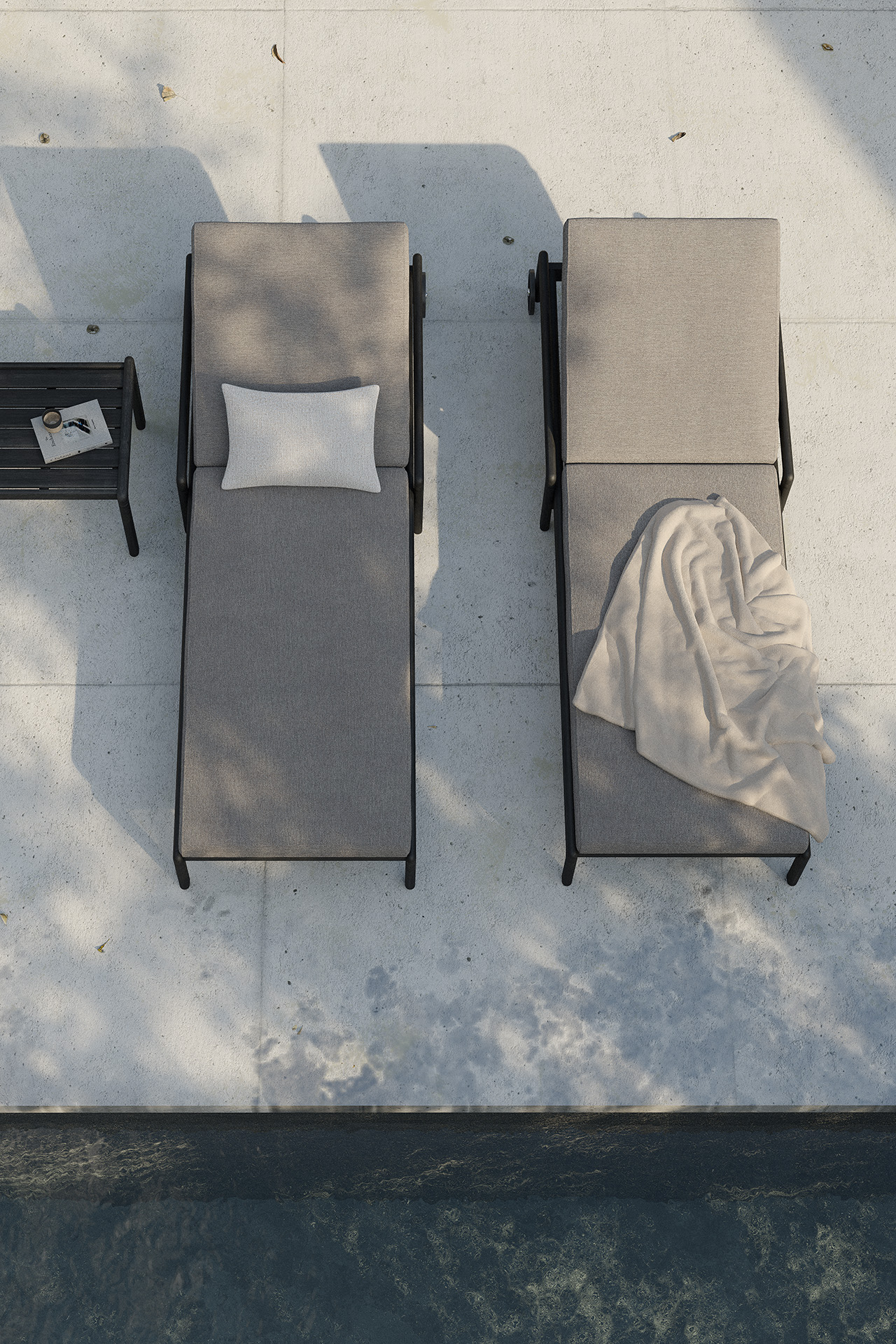 Dun kussen voor teak Jack adjustable lounger zwart - off white