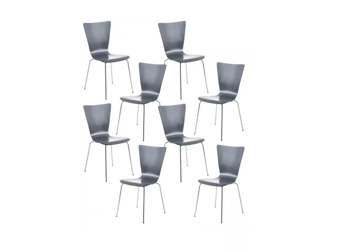 Lot de 8 Chaise de conférence - Bois & Nature - Gris - Aaron