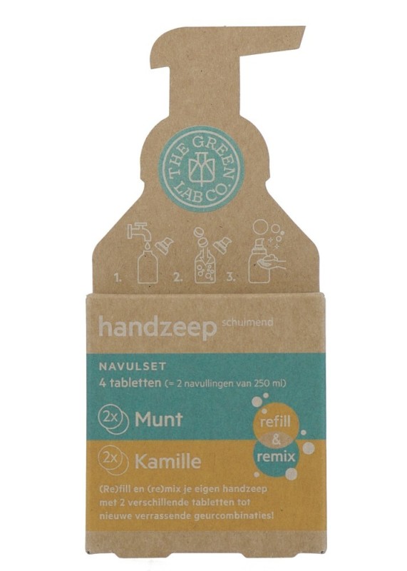 The Green Lab Co Handzeep navulset munt & kamille 4 Stuks