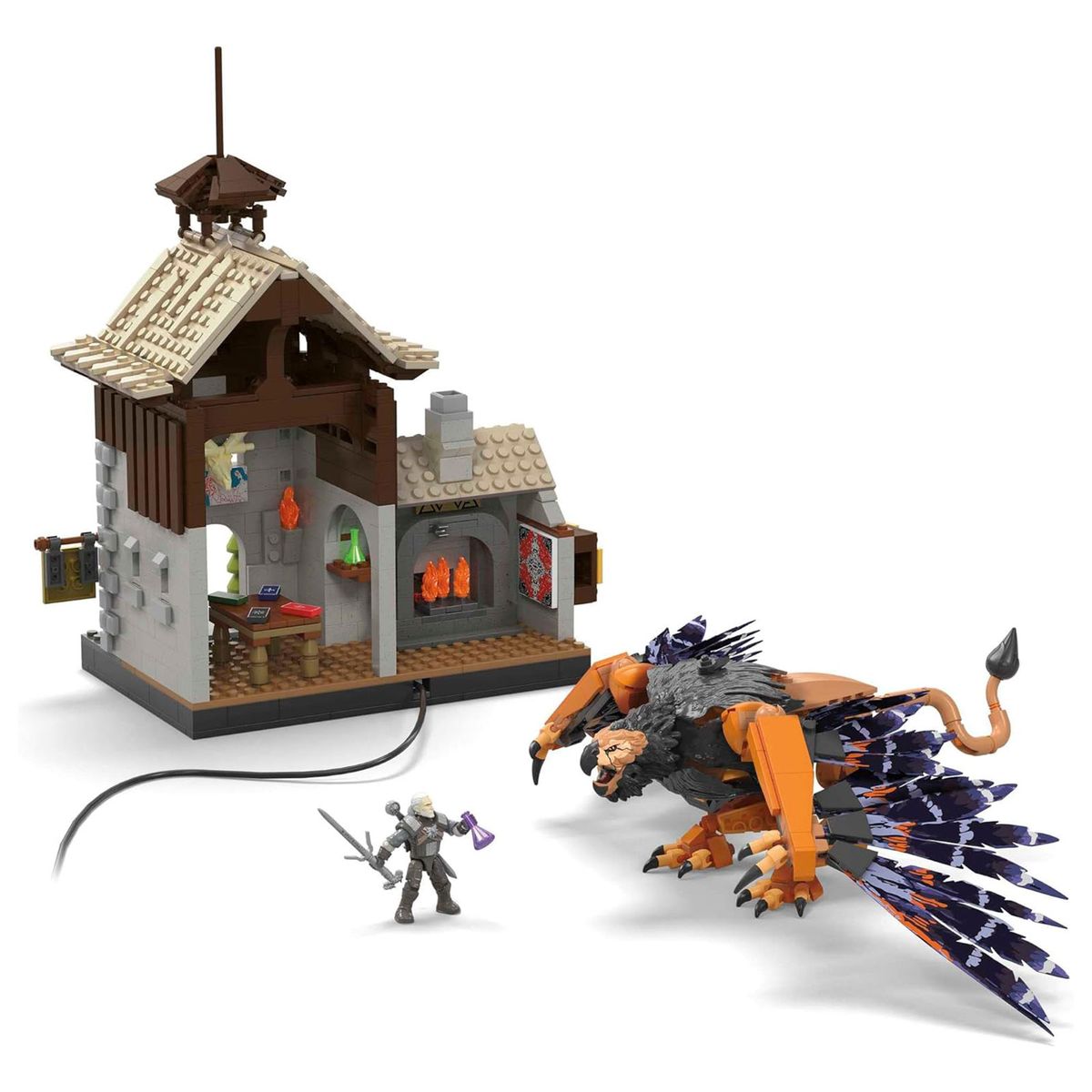 Mattel HDL28 - MEGA - The Witcher - Geralts Greifjagd Bauset mit LED-Lichtern, 1170 Teile