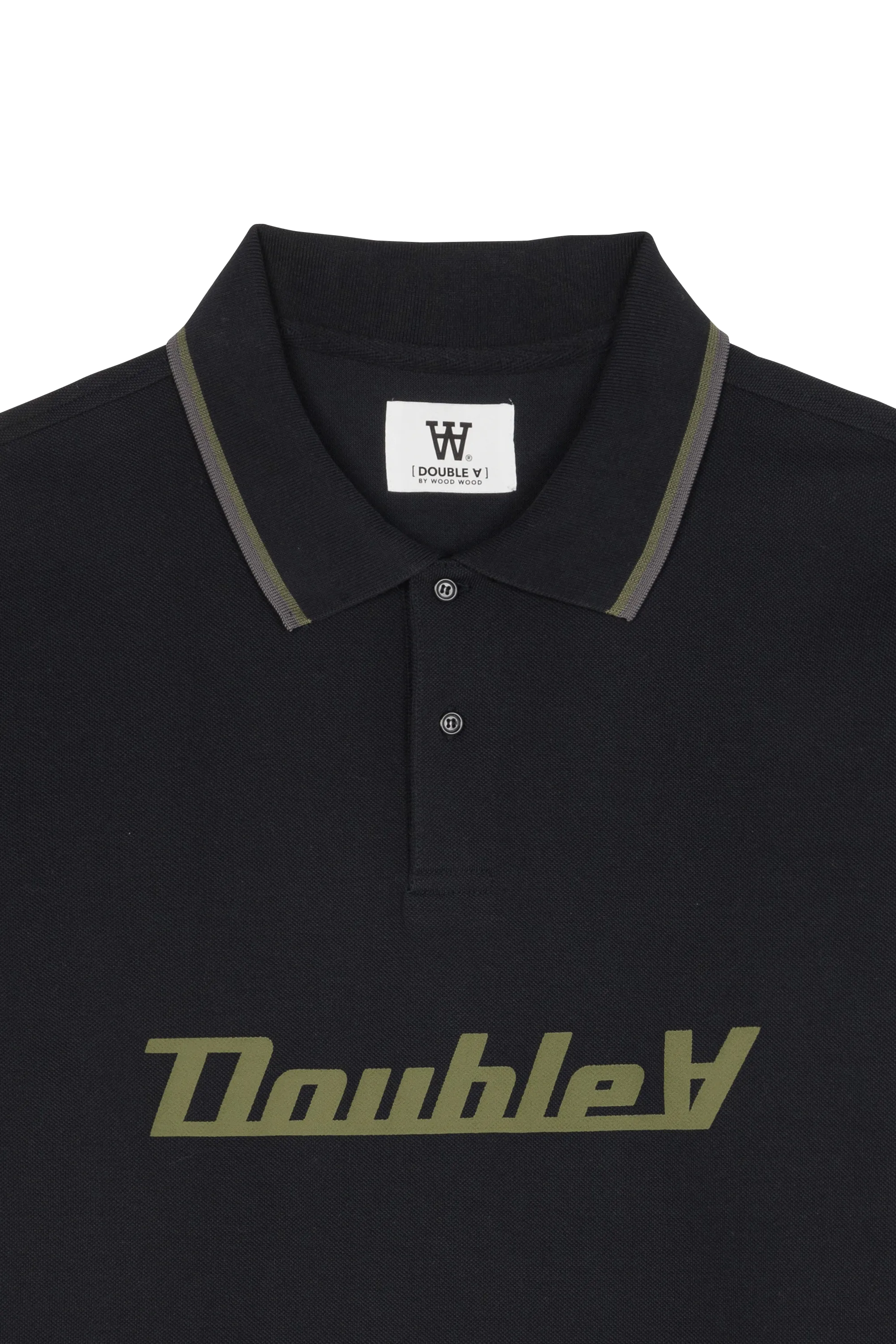 WOOD WOOD Polo Len Baseline LS Polo GOTS Noir